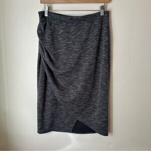Anthropologie Maeve Grey Space-dyed Pencil Skirt Pull-on Faux Wrap Ruched side